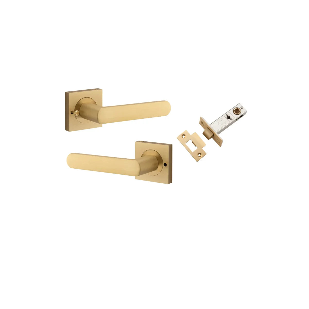 Osaka Lever - Square Rose - Entry Point - Iver - Brushed Brass - Door Levers