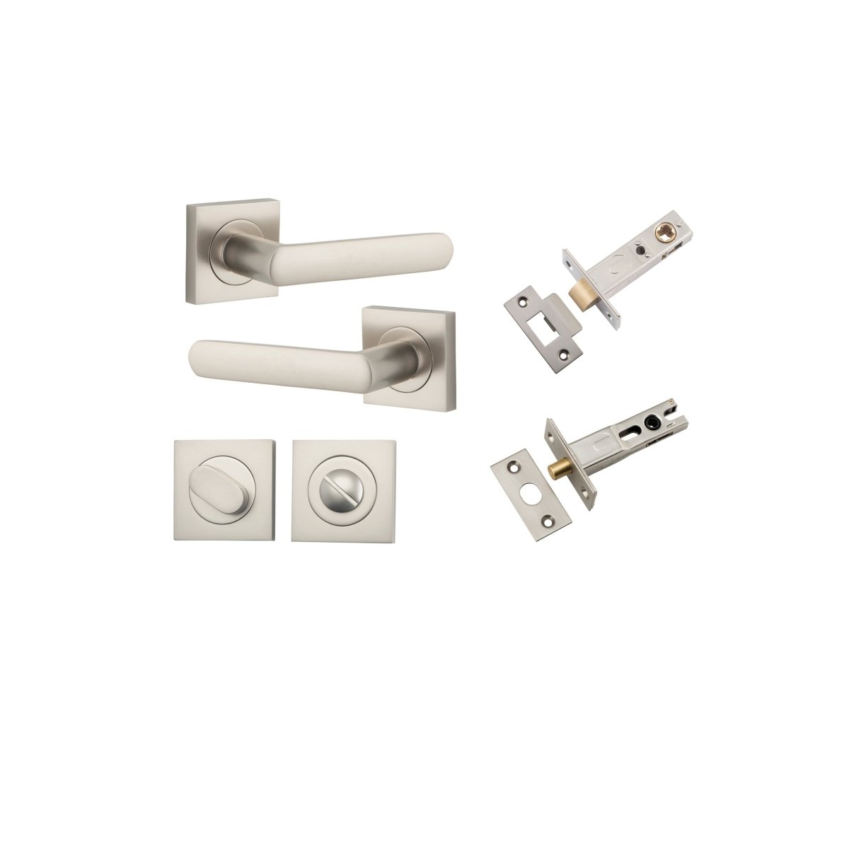 Osaka Lever - Square Rose - Entry Point - Iver - Satin Nickel - Door Levers