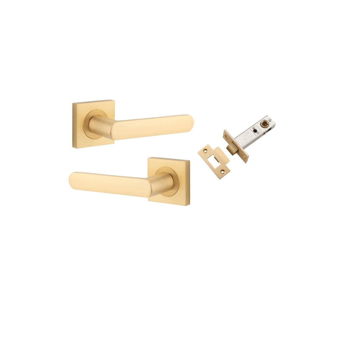 Osaka Lever - Square Rose - Entry Point - Iver - Brushed Brass - Door Levers