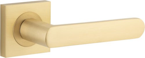 Osaka Lever - Square Rose - Entry Point - Iver - Brushed Brass - Door Levers