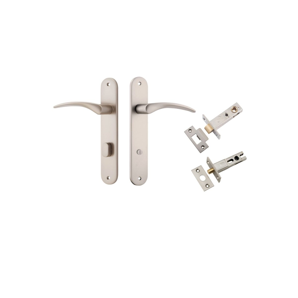 Oxford Lever - Oval Backplate - Entry Point - Iver - Satin Nickel - Door Levers