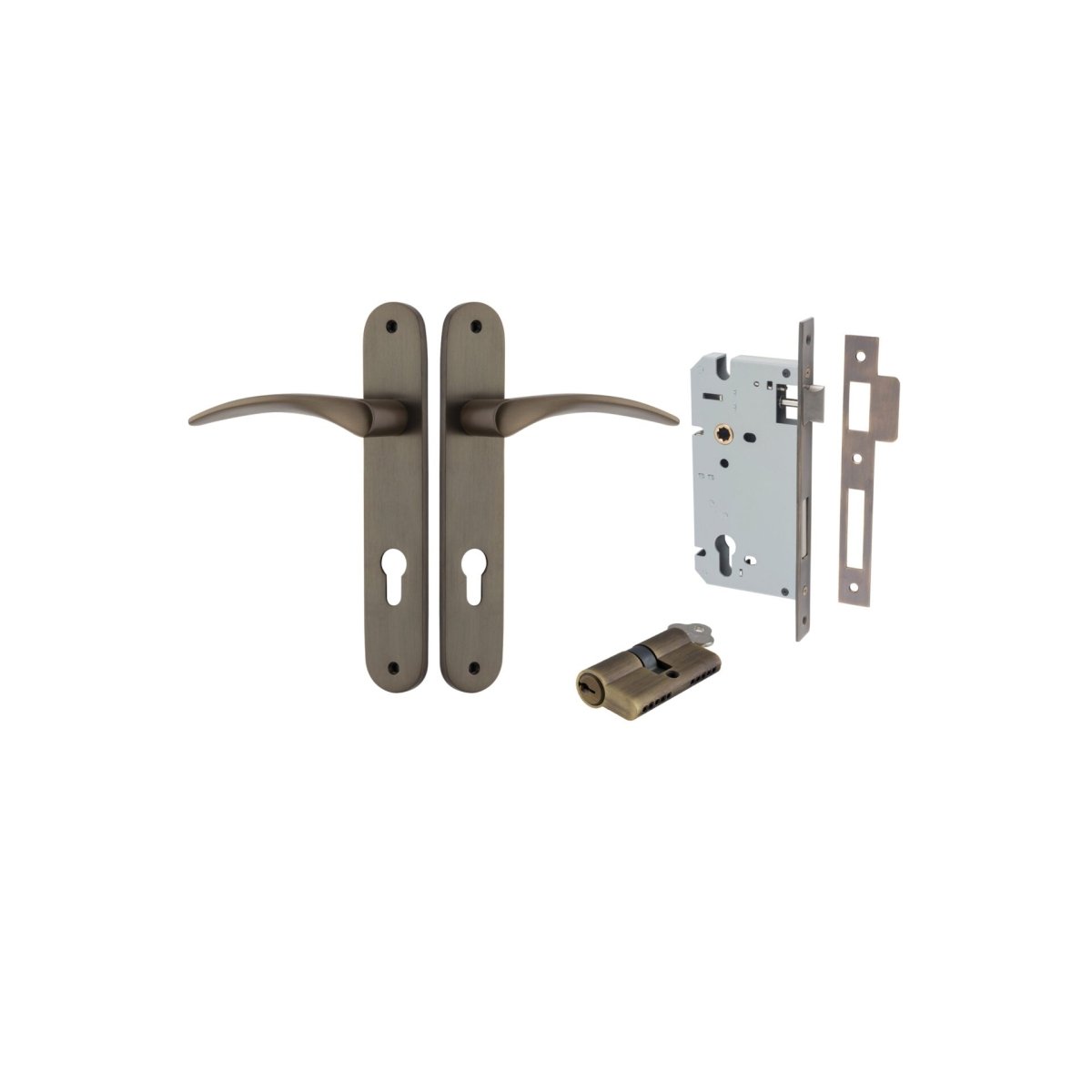 Oxford Lever - Oval Backplate - Entry Point - Iver - Signature Brass - Door Levers