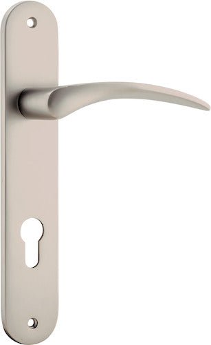 Oxford Lever - Oval Backplate - Entry Point - Iver - Satin Nickel - Door Levers