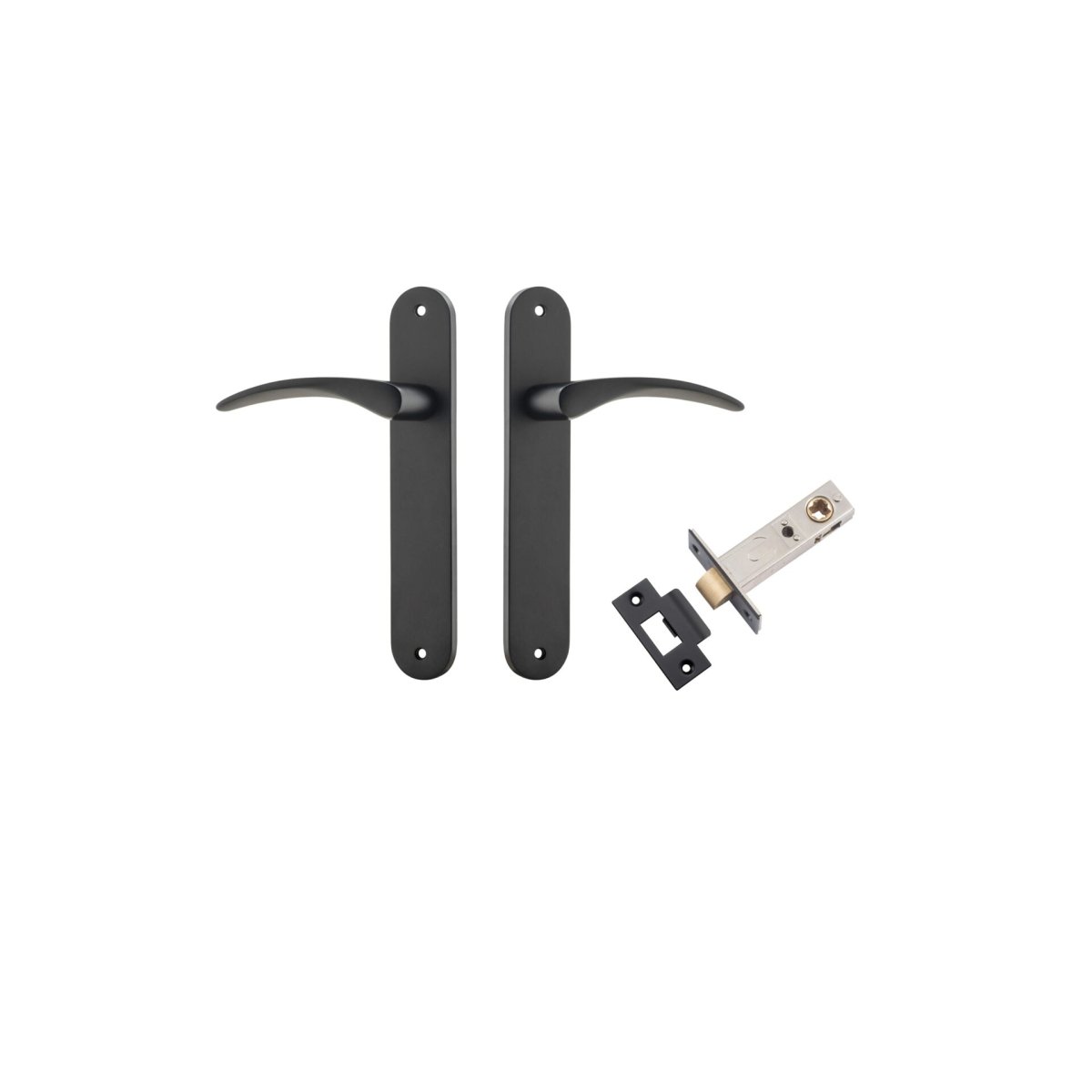 Oxford Lever - Oval Backplate - Entry Point - Iver - Matt Black - Door Levers