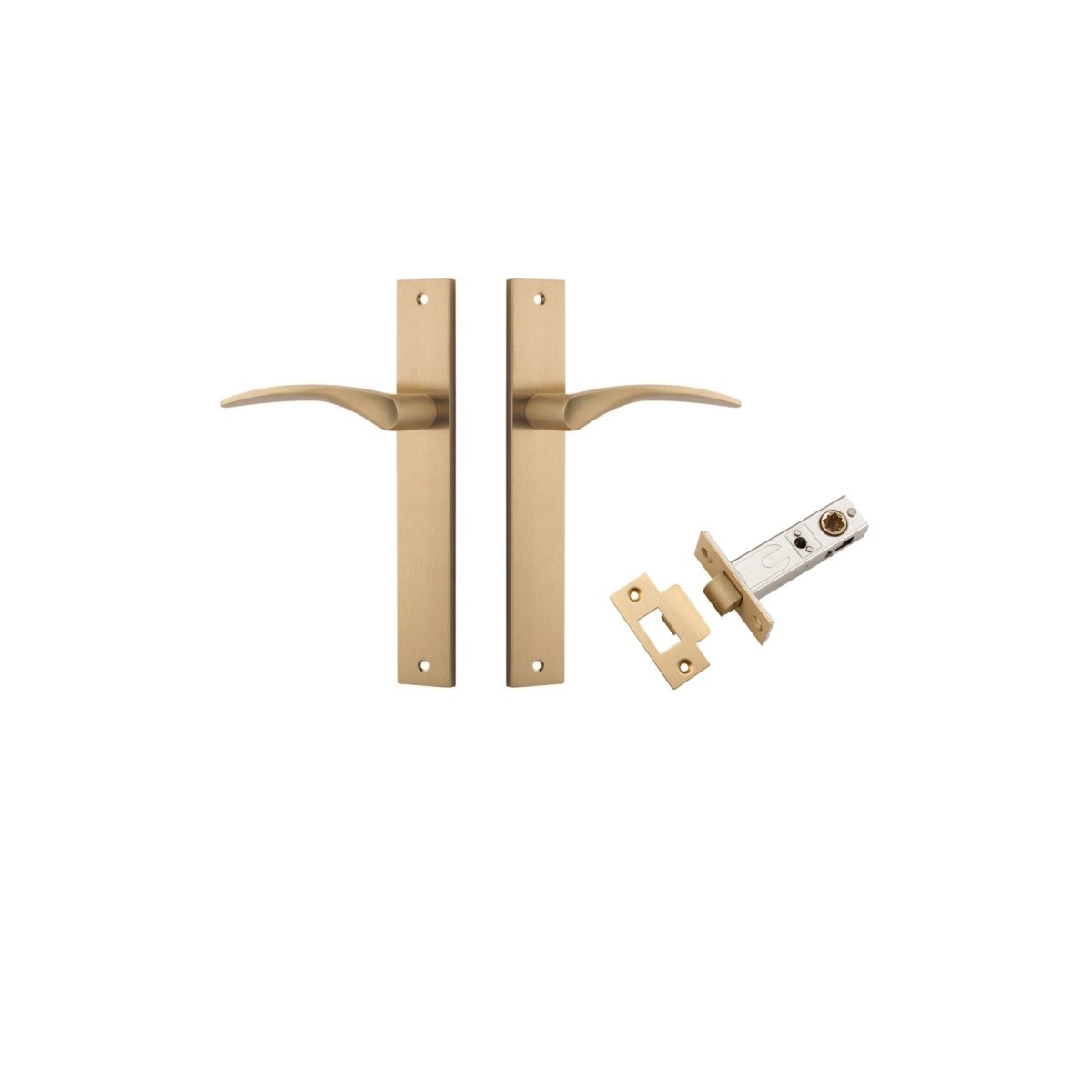 Oxford Lever - Rectangular Backplate - Entry Point - Iver - Brushed Brass - Door Levers