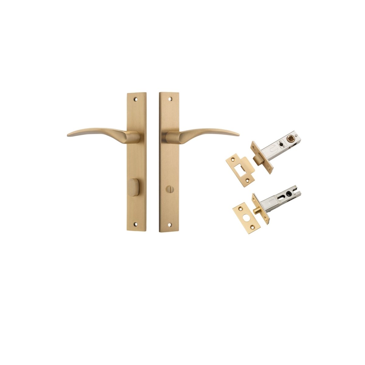 Oxford Lever - Rectangular Backplate - Entry Point - Iver - Brushed Brass - Door Levers