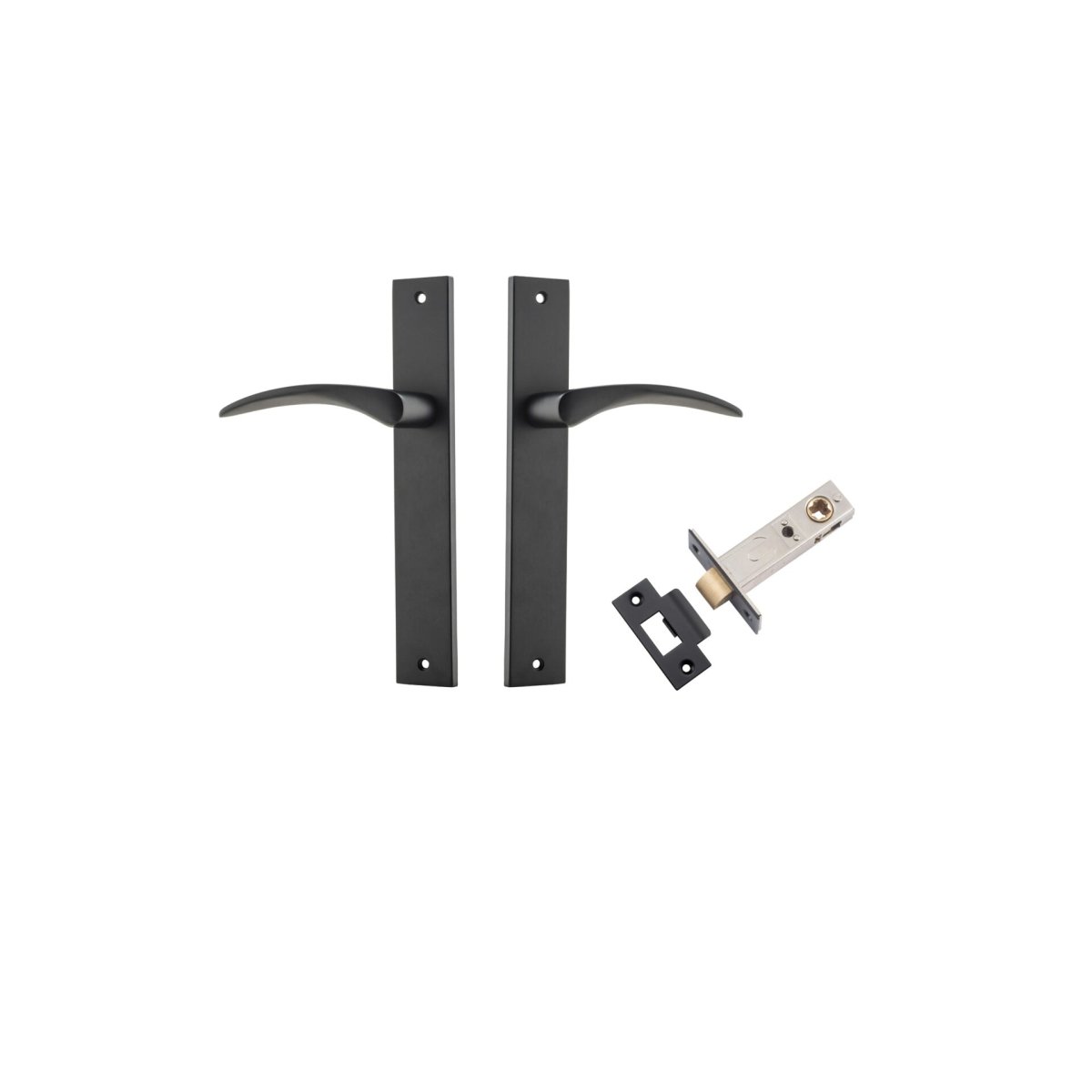 Oxford Lever - Rectangular Backplate - Entry Point - Iver - Matt Black - Door Levers