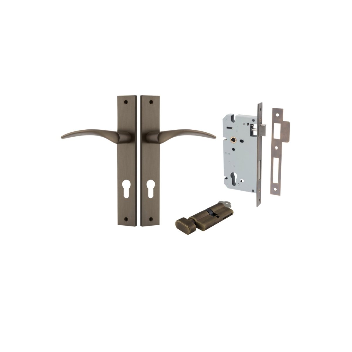 Oxford Lever - Rectangular Backplate - Entry Point - Iver - Signature Brass - Door Levers