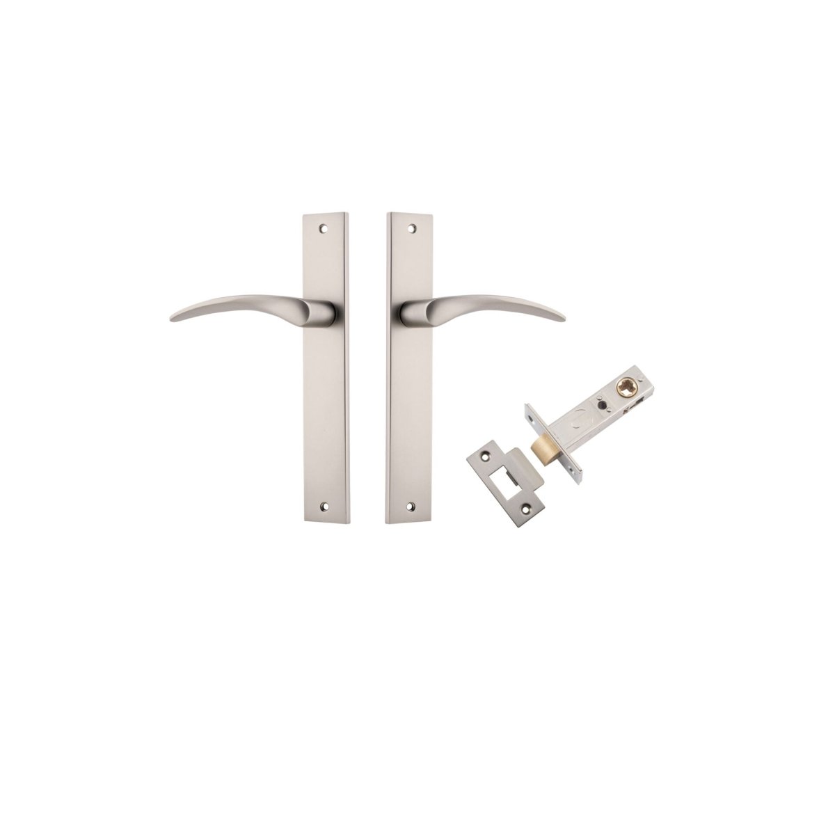 Oxford Lever - Rectangular Backplate - Entry Point - Iver - Satin Nickel - Door Levers