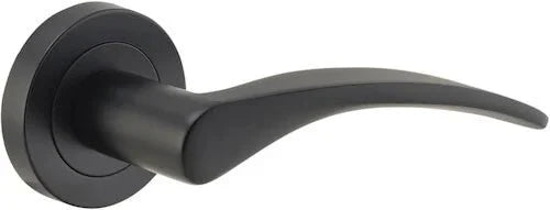 Oxford Lever - Round Rose - Entry Point - Iver - Matt Black - Door Levers