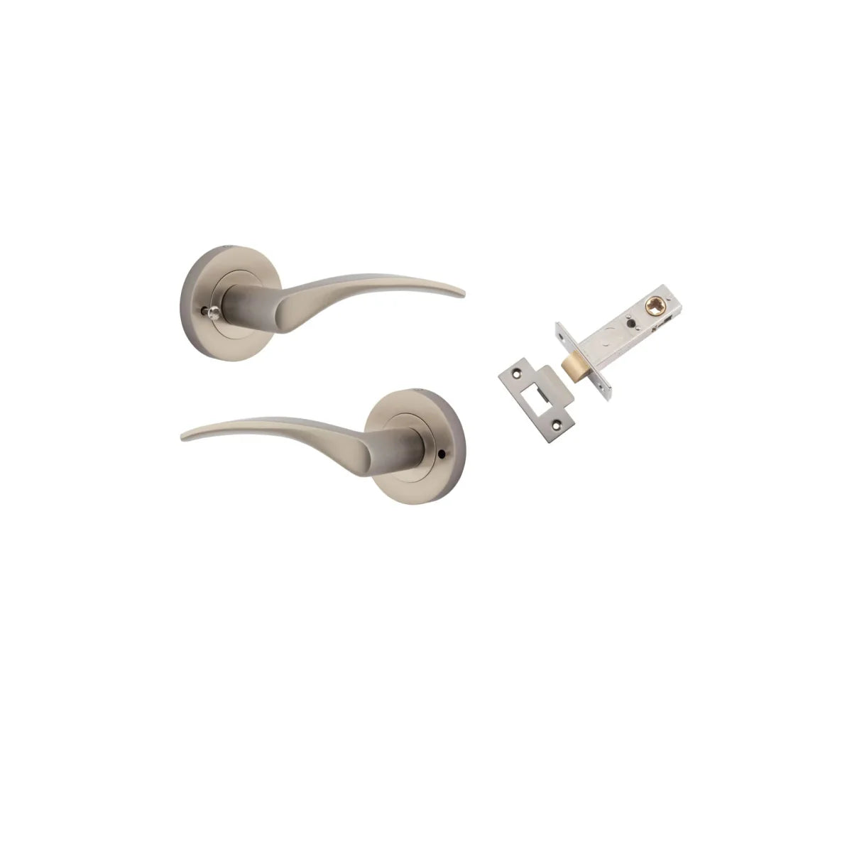 Oxford Lever - Round Rose - Entry Point - Iver - Satin Nickel - Door Levers