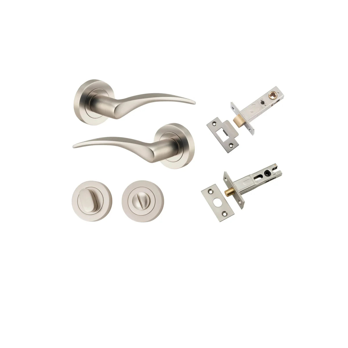 Oxford Lever - Round Rose - Entry Point - Iver - Satin Nickel - Door Levers