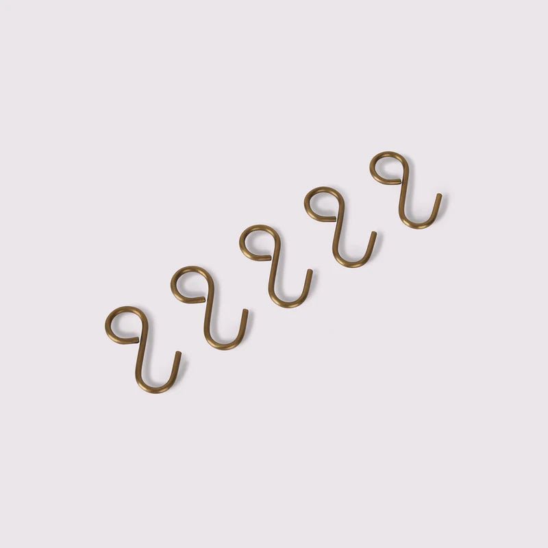 Pack of 5 Utility Rail Hooks - Acid Washed Brass - Entry - Point - URHAWB - Hepburn Hardware