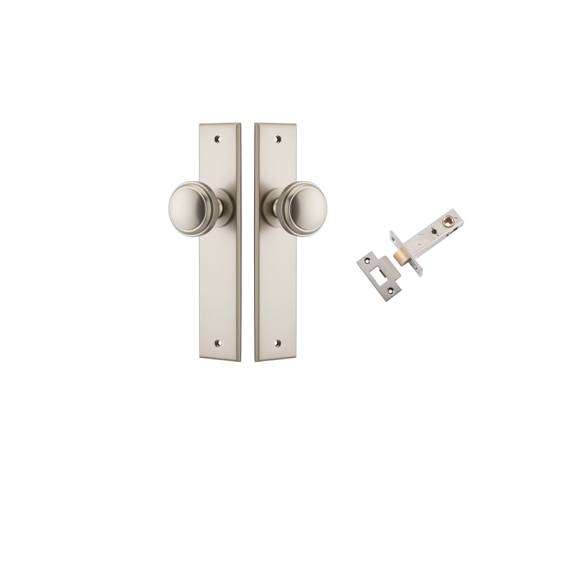 Paddington Knob - Chamfered Backplate - Entry Point - Iver - Satin Nickel - Door Knobs