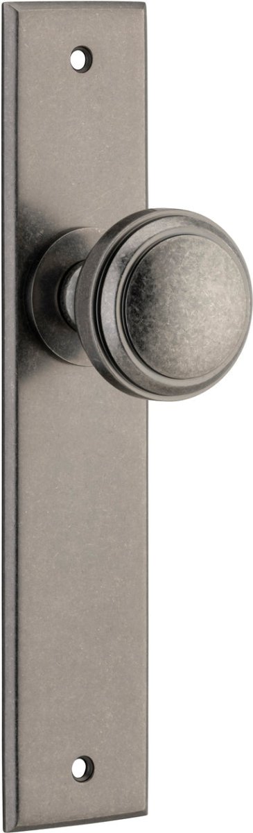 Paddington Knob - Chamfered Backplate - Entry Point - Iver - Distressed Nickel - Door Knobs