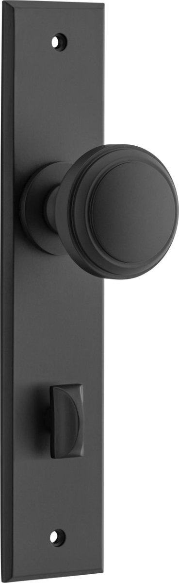 Paddington Knob - Chamfered Backplate - Entry Point - Iver - Matt Black - Door Knobs