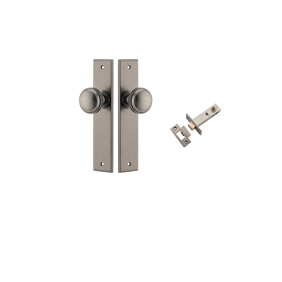 Paddington Knob - Chamfered Backplate - Entry Point - Iver - Distressed Nickel - Door Knobs