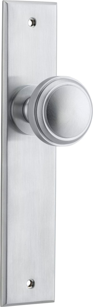 Paddington Knob - Chamfered Backplate - Entry Point - Iver - Brushed Chrome - Door Knobs