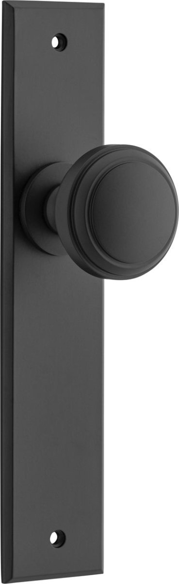 Paddington Knob - Chamfered Backplate - Entry Point - Iver - Matt Black - Door Knobs