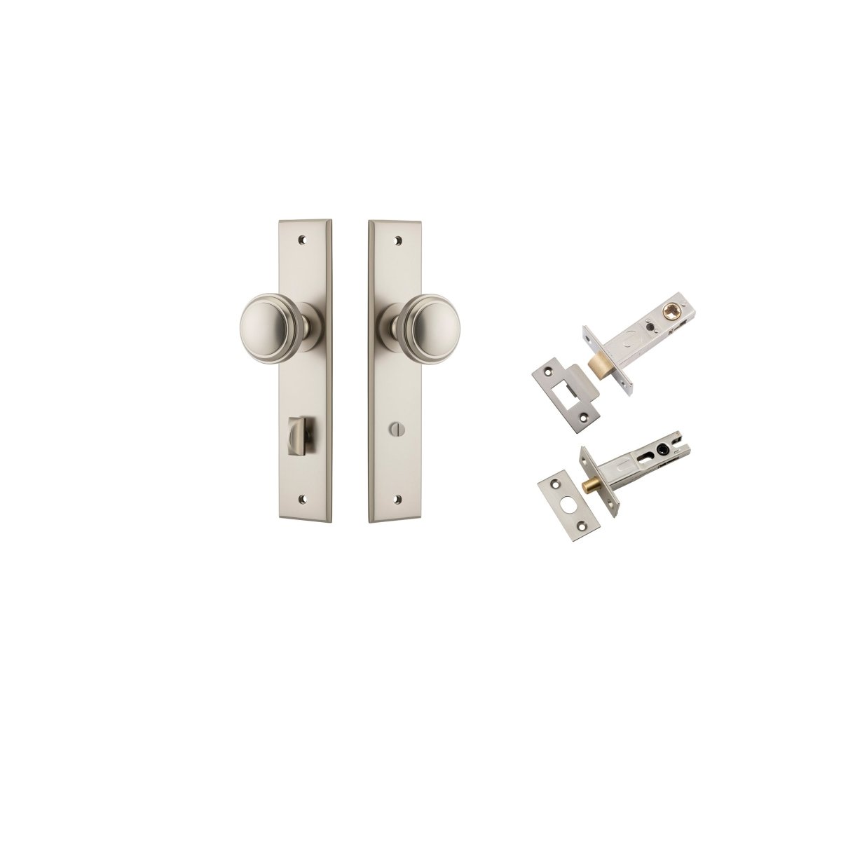 Paddington Knob - Chamfered Backplate - Entry Point - Iver - Satin Nickel - Door Knobs