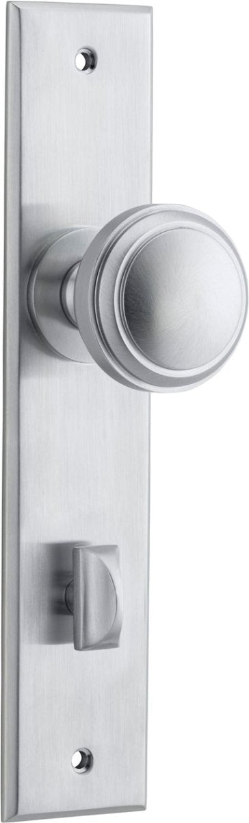 Paddington Knob - Chamfered Backplate - Entry Point - Iver - Brushed Chrome - Door Knobs