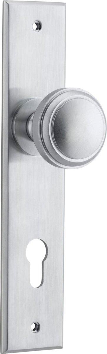 Paddington Knob - Chamfered Backplate - Entry Point - Iver - Brushed Chrome - Door Knobs