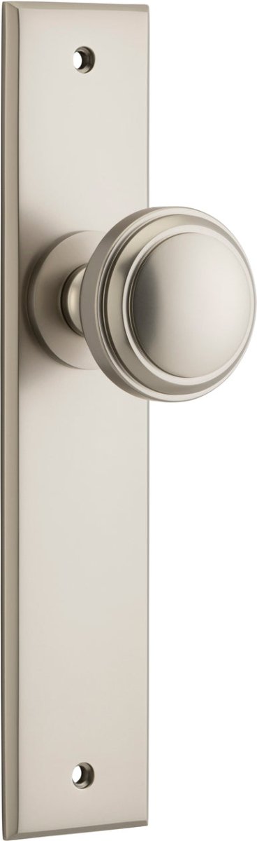 Paddington Knob - Chamfered Backplate - Entry Point - Iver - Satin Nickel - Door Knobs