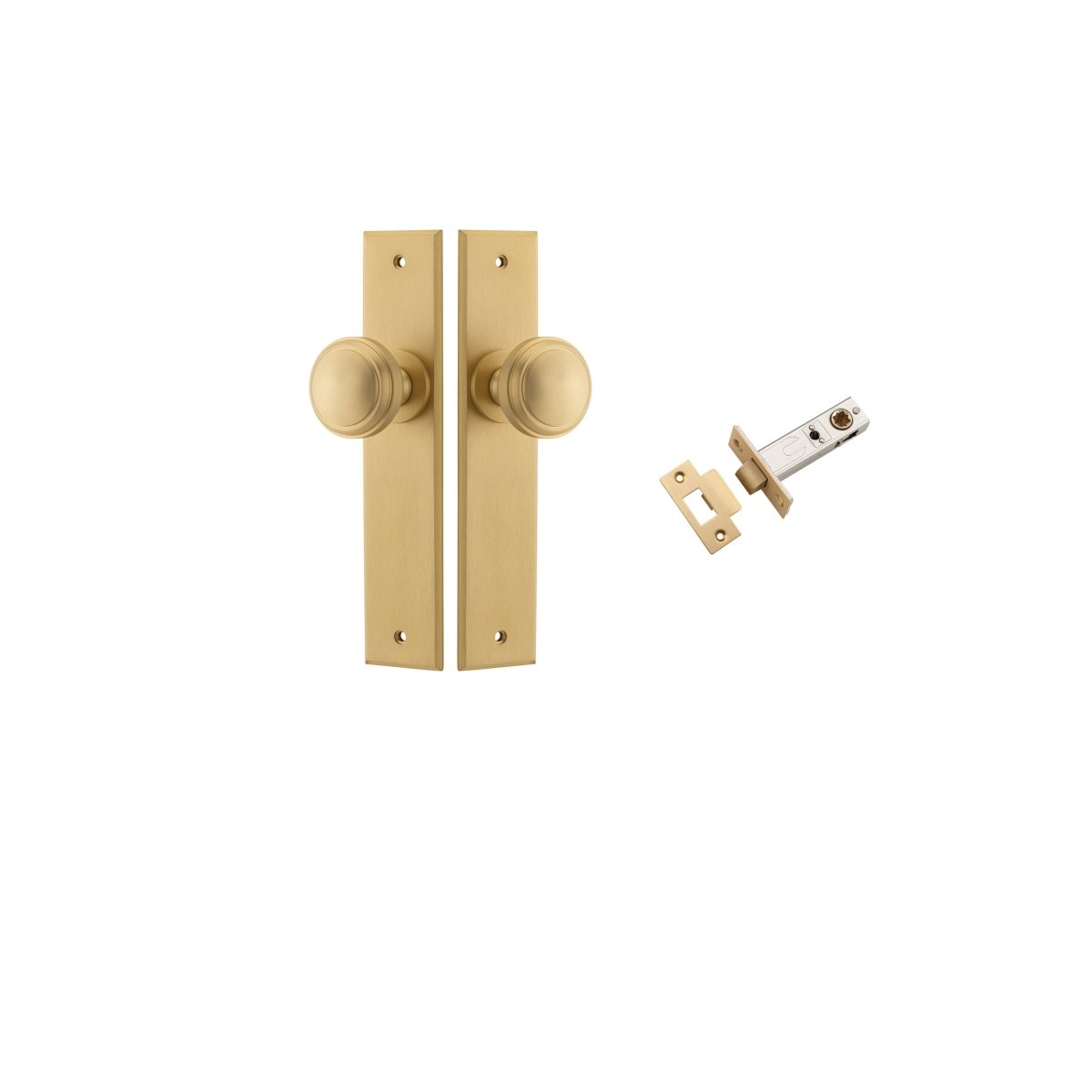 Paddington Knob - Chamfered Backplate - Entry Point - Iver - Brushed Brass - Door Knobs