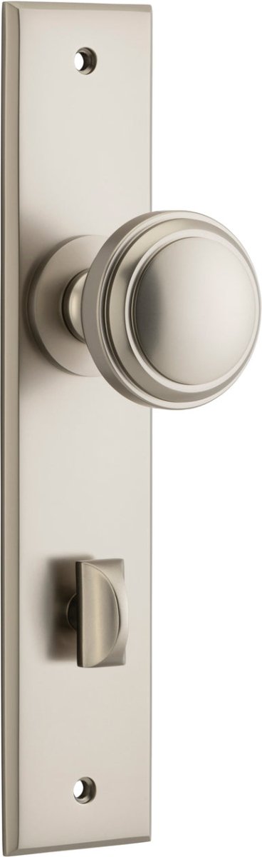 Paddington Knob - Chamfered Backplate - Entry Point - Iver - Satin Nickel - Door Knobs