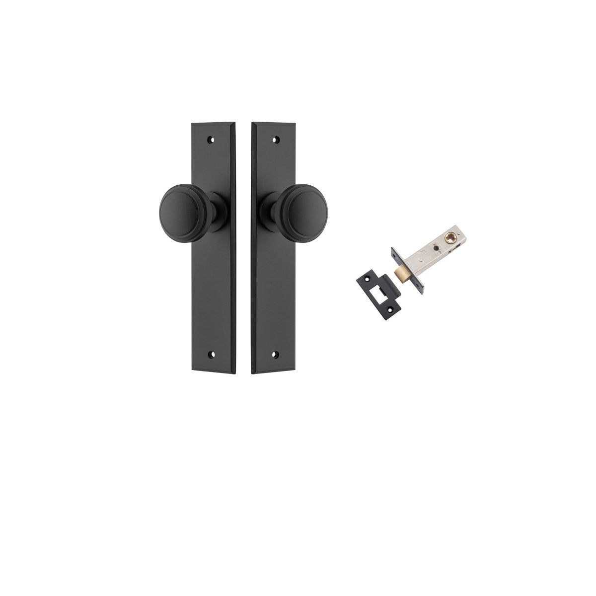 Paddington Knob - Chamfered Backplate - Entry Point - Iver - Matt Black - Door Knobs