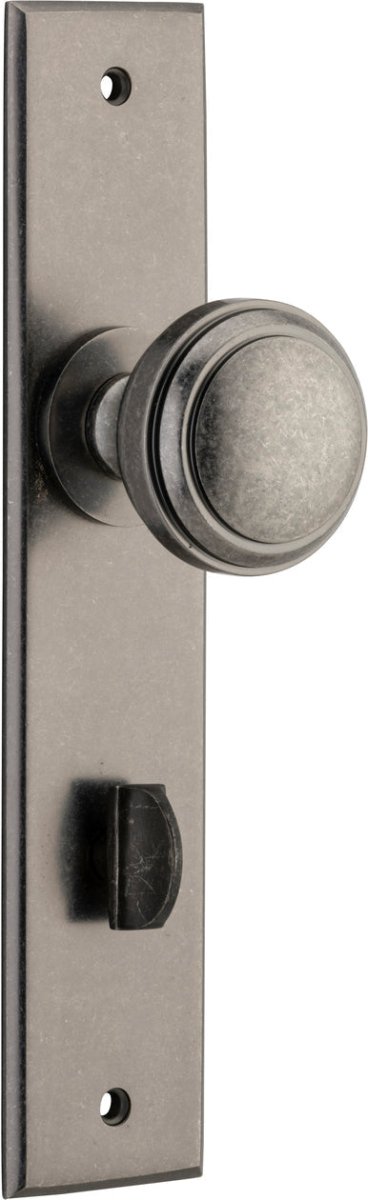 Paddington Knob - Chamfered Backplate - Entry Point - Iver - Distressed Nickel - Door Knobs