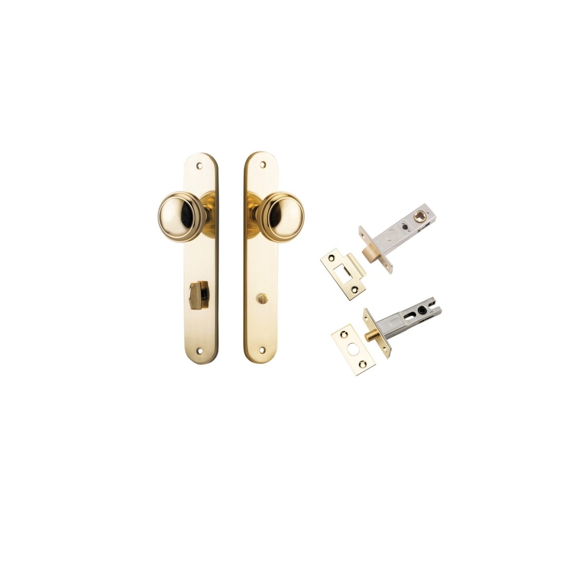 Paddington Knob - Oval Backplate - Entry Point - Iver - Polished Brass - Door Knobs