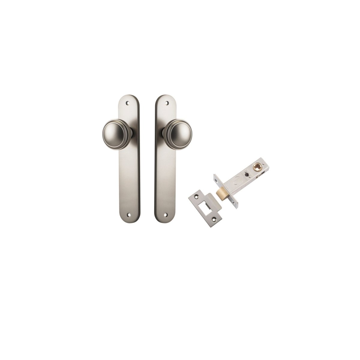 Paddington Knob - Oval Backplate - Entry Point - Iver - Satin Nickel - Door Knobs