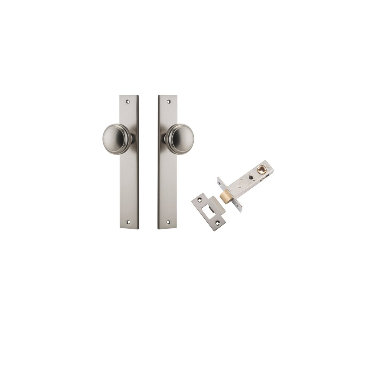 Paddington Knob - Rectangular Backplate - Entry Point - Iver - Satin Nickel - Door Knobs