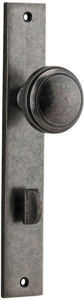 Paddington Knob - Rectangular Backplate - Entry Point - Iver - Distressed Nickel - Door Knobs