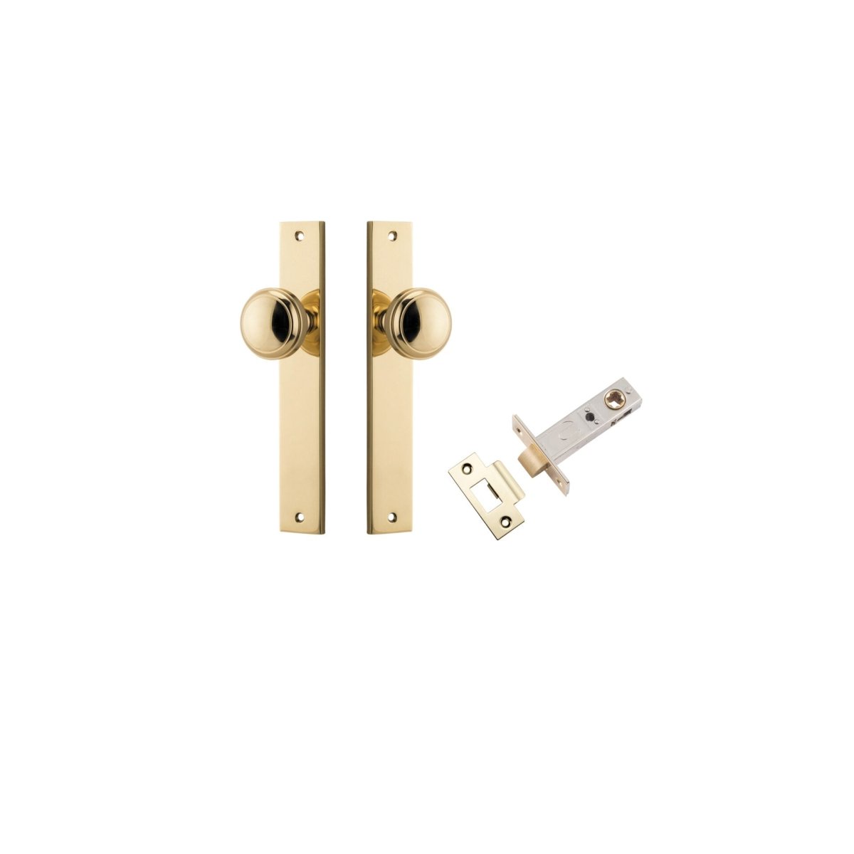 Paddington Knob - Rectangular Backplate - Entry Point - Iver - Polished Brass - Door Knobs