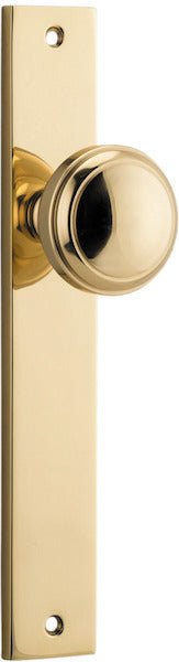 Paddington Knob - Rectangular Backplate - Entry Point - Iver - Polished Brass - Door Knobs