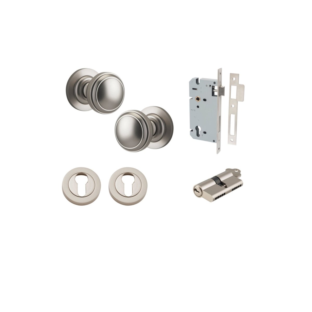 Paddington Knob - Round Rose - Entry Point - Iver - Satin Nickel - Door Knobs