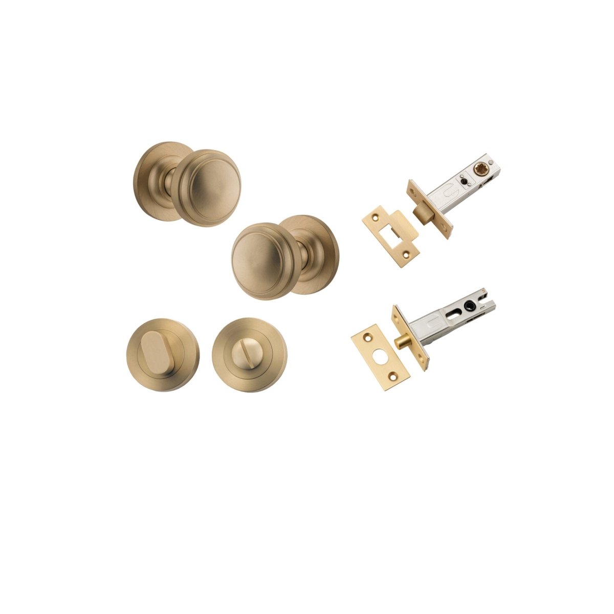 Paddington Knob - Round Rose - Entry Point - Iver - Brushed Brass - Door Knobs