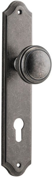 Paddington Knob - Shouldered Backplate - Entry Point - Iver - Distressed Nickel - Door Knobs