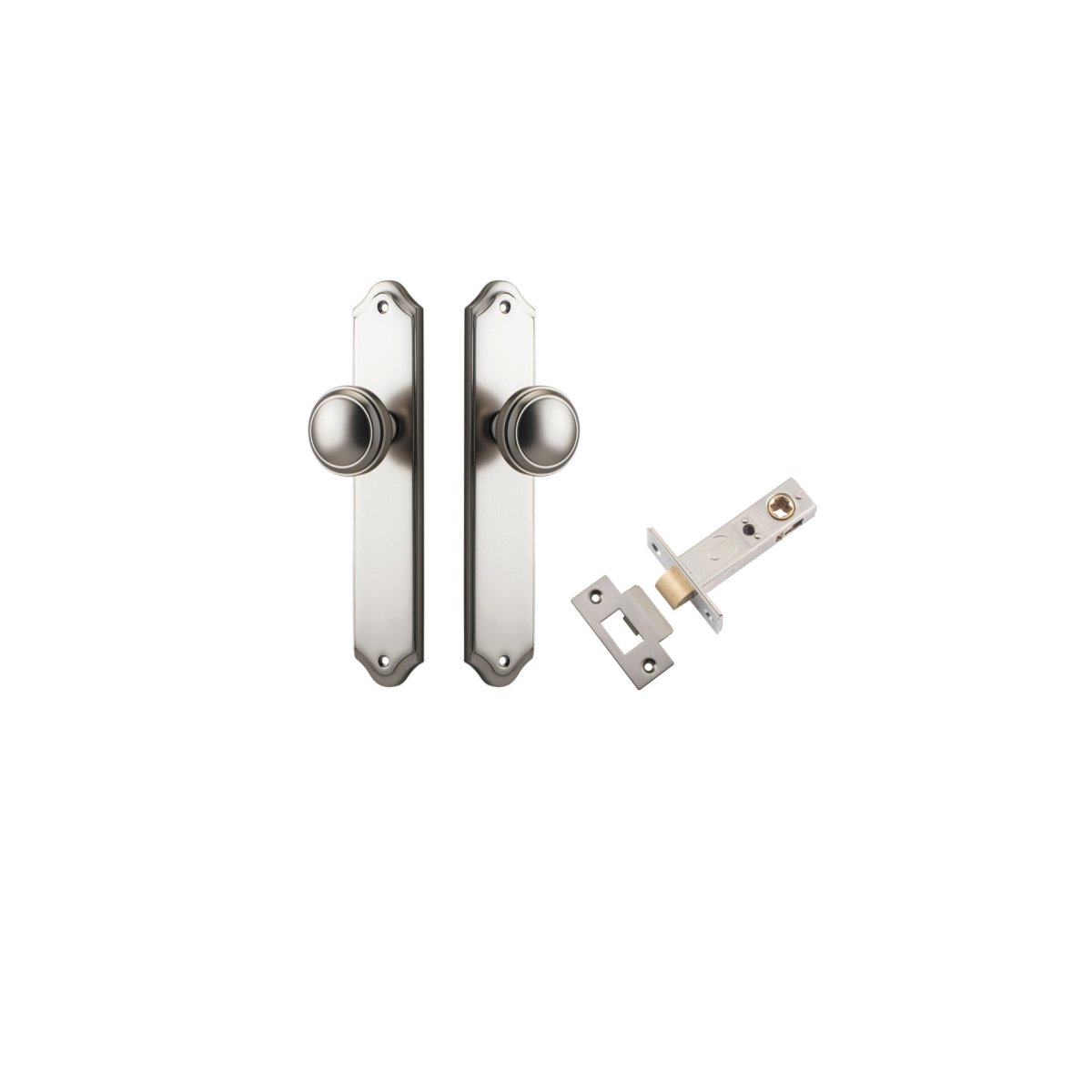 Paddington Knob - Shouldered Backplate - Entry Point - Iver - Satin Nickel - Door Knobs