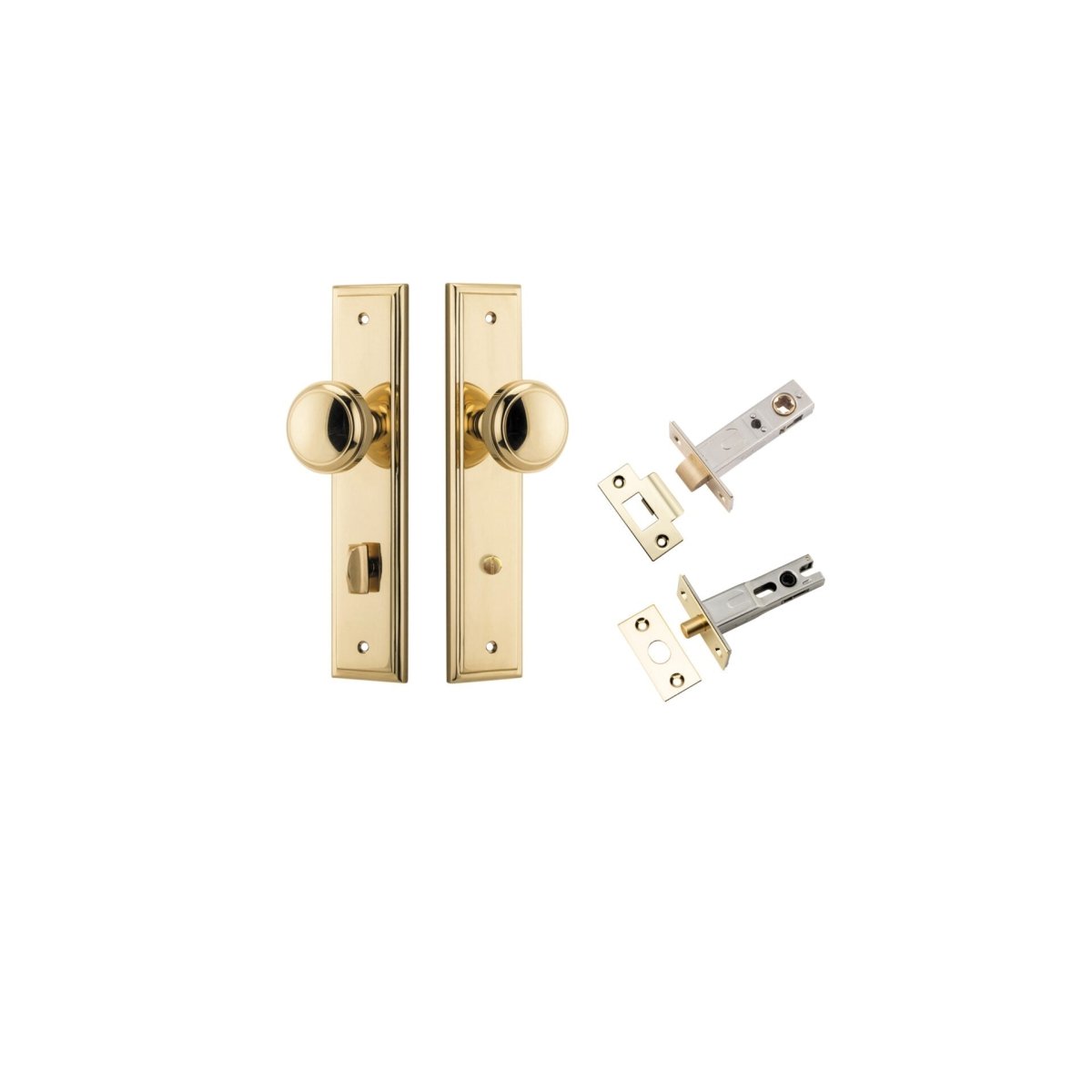 Paddington Knob - Stepped Backplate - Entry Point - Iver - Polished Brass - Door Knobs