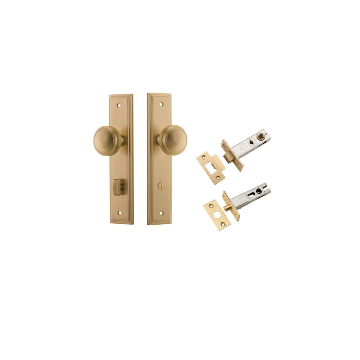 Paddington Knob - Stepped Backplate - Entry Point - Iver - Brushed Brass - Door Knobs