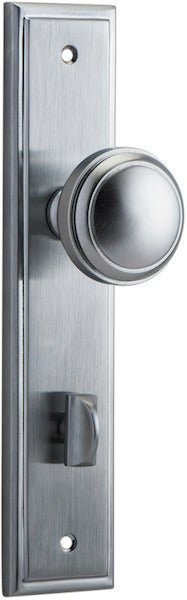 Paddington Knob - Stepped Backplate - Entry Point - Iver - Brushed Chrome - Door Knobs