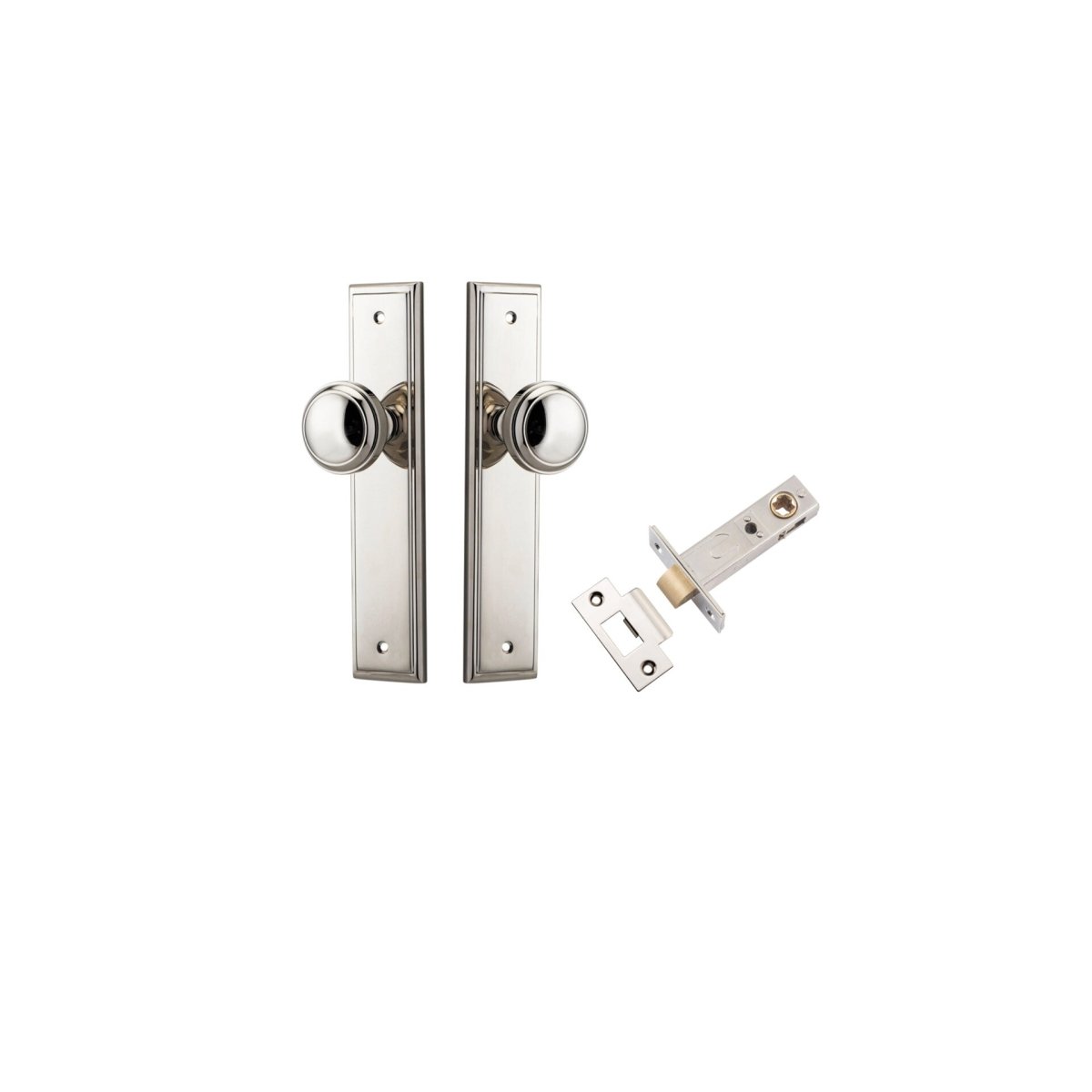 Paddington Knob - Stepped Backplate - Entry Point - Iver - Polished Nickel - Door Knobs