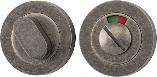 Round Privacy Turn with Indicator - Ella Grace - Iver - Distressed Nickel - Tube Latches & Bolts