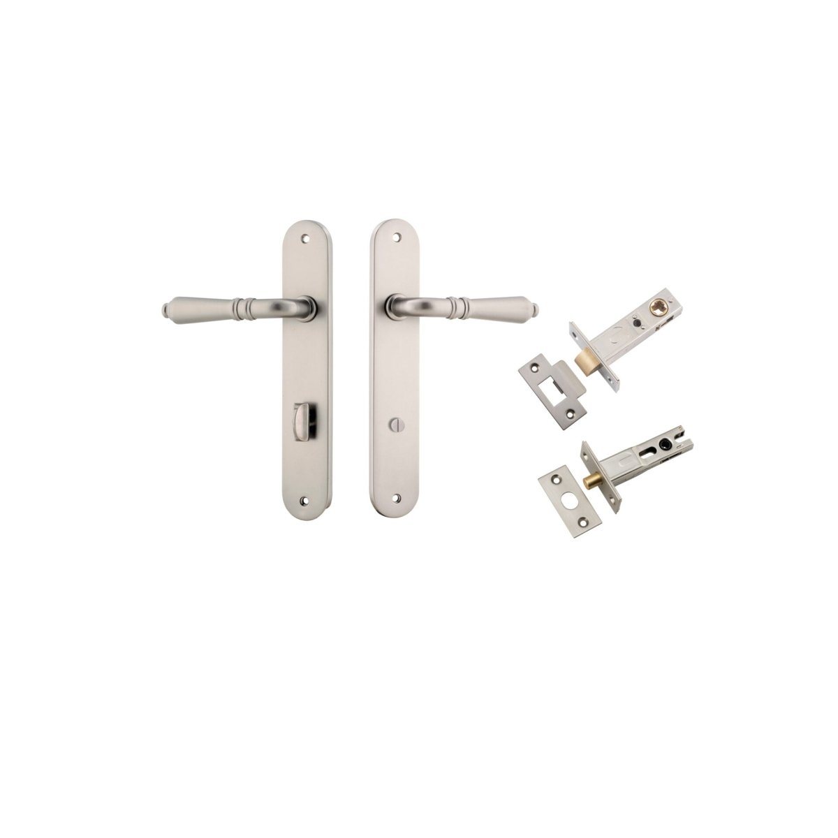 Sarlat Lever - Oval Backplate - Entry Point - Iver - Satin Nickel - Door Levers