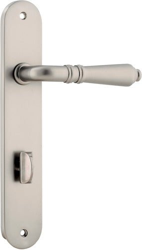 Sarlat Lever - Oval Backplate - Entry Point - Iver - Brushed Brass - Door Levers