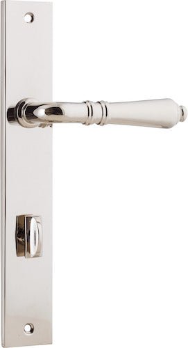 Sarlat Lever - Rectangular Backplate - Entry Point - Iver - Polished Nickel - Door Levers