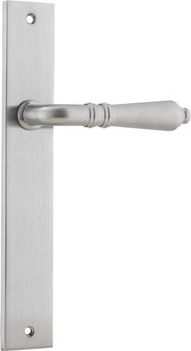 Sarlat Lever - Rectangular Backplate - Entry Point - Iver - Brushed Chrome - Door Levers